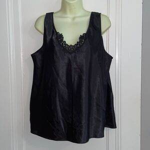 Movie Star brand black polyester‎ camisole with lace